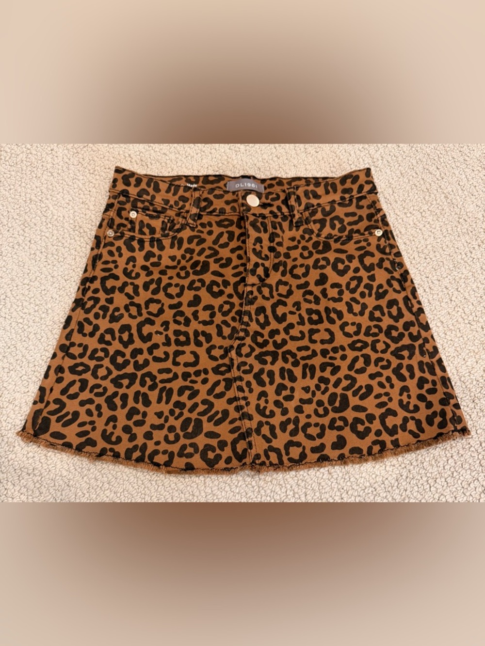 DL1961 Leopard Print Mini Skirt in Brown and Black